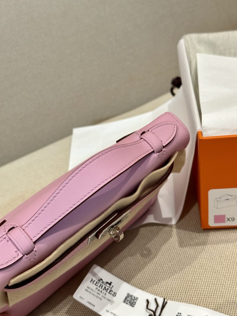 Hermès Kelly Pochette Mauve Sylvestre, Silver Swift Palladium Hardware