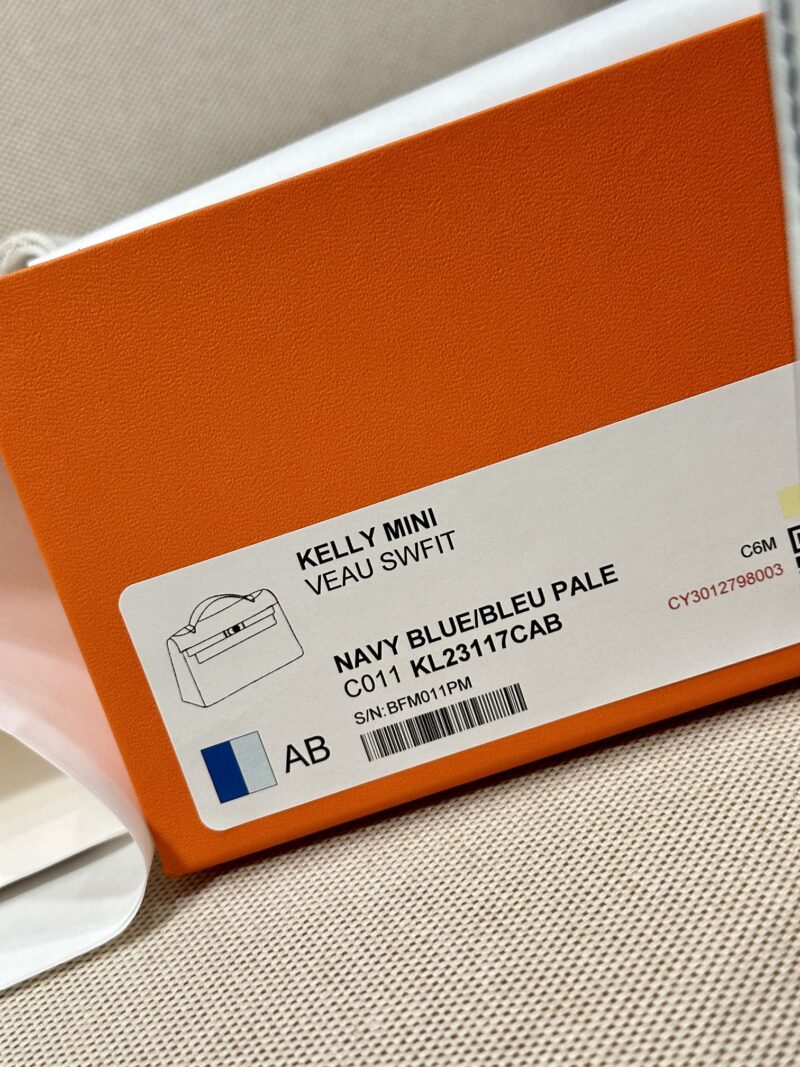 Hermès Kelly Pochette Blue Brume, Blue Navy Swift Palladium Hardware