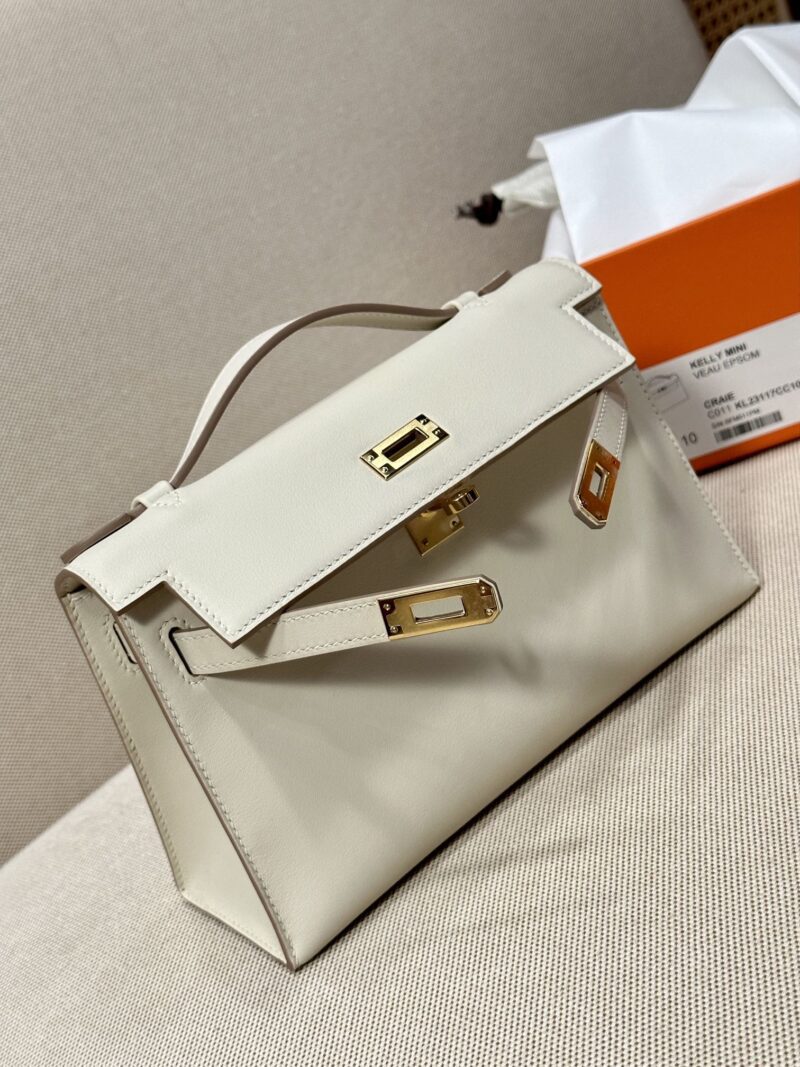 Hermès Kelly Pochette Craie Swift Gold Hardware