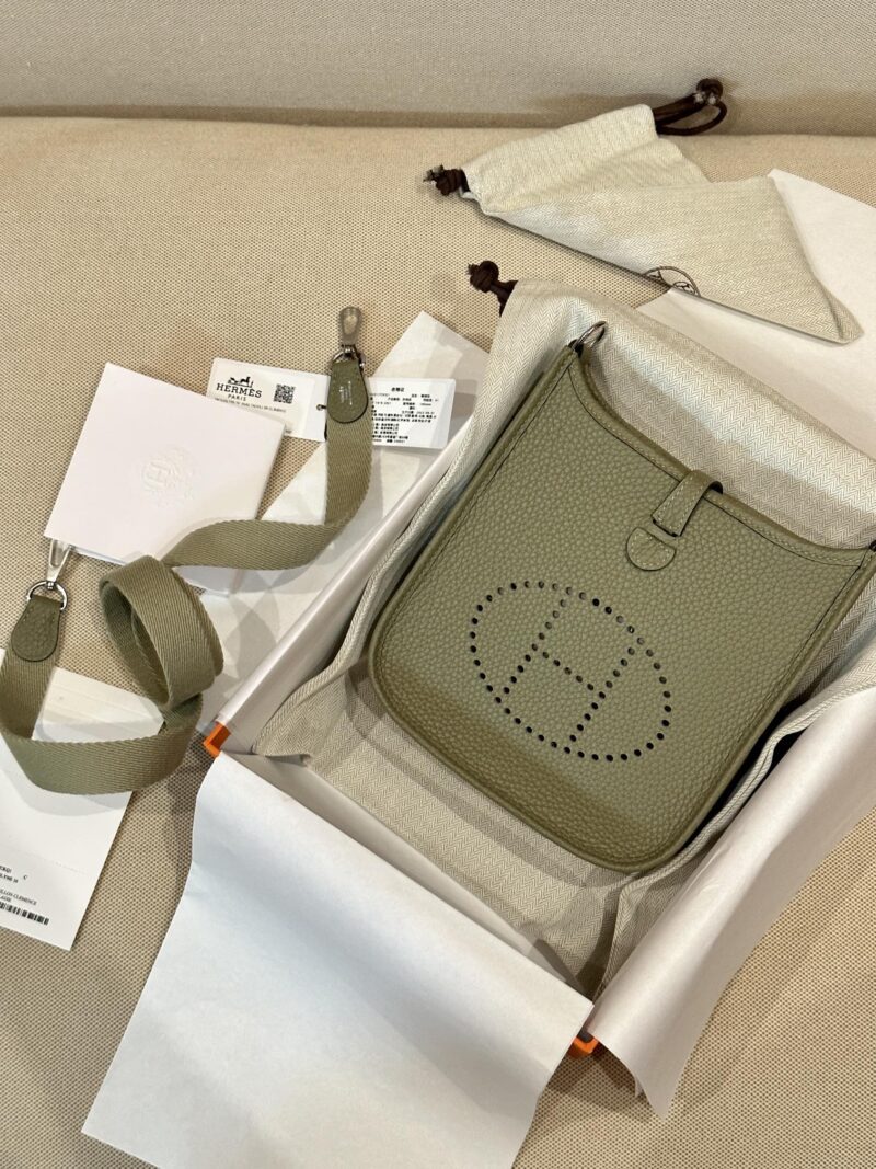 Hermès Mini Evelyne16 Clemence Sauge Silver Hardware