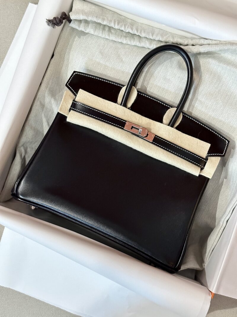 Hermès Birkin 25 Noir Box Palladium Hardware