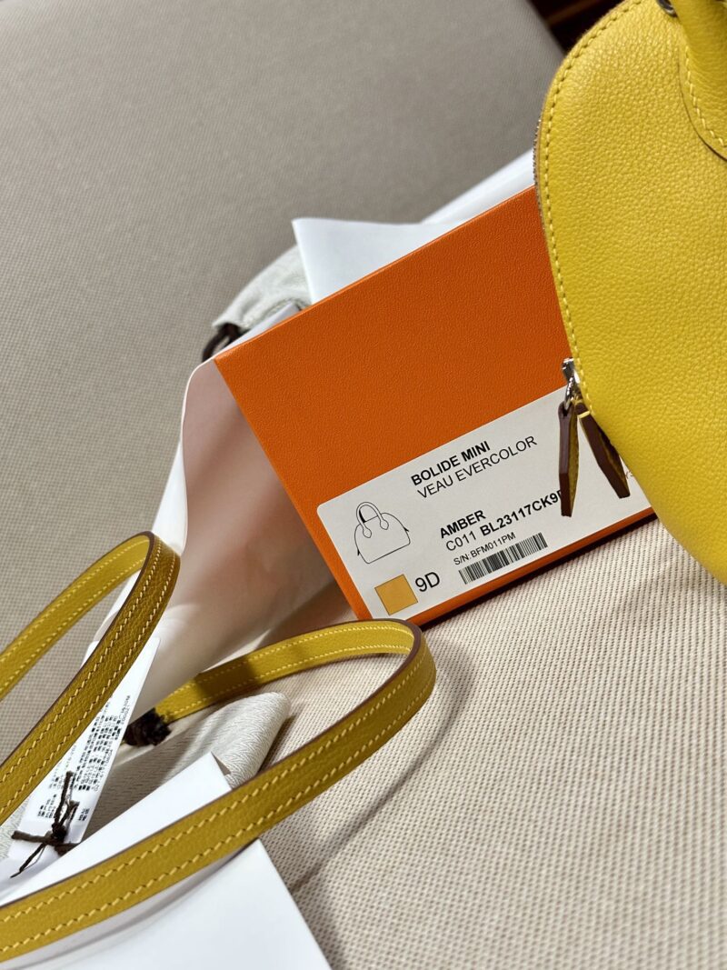 Hermès Mini Bolide 18 Evercolor Amber Silver Hardware