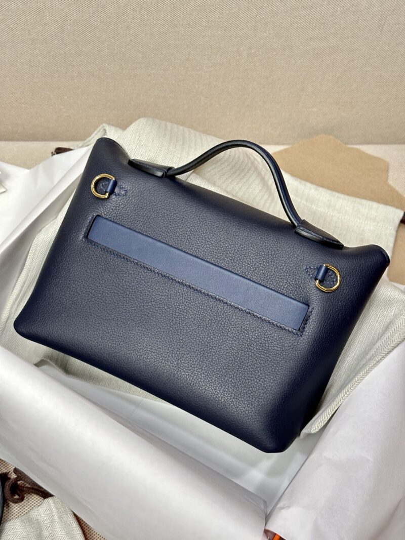 Hermès Mini Kelly 2424 Evercolor & Swift Blue Nuit & Blue Navy Gold Hardware - Image 6