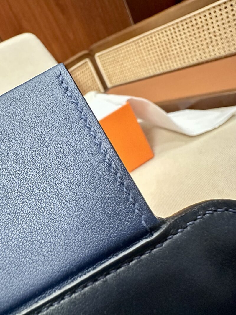 Hermès Mini Kelly 2424 Evercolor & Swift Blue Nuit & Blue Navy Silver Hardware - Image 7