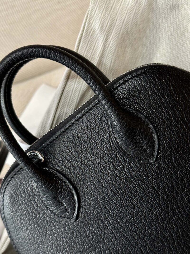 Hermès Mini Bolide 18 Chevre Noir Silver Hardware