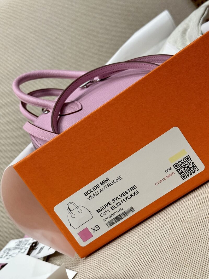 Hermès Mini Bolide 18 Chevre Mauve Sylvestre Silver Hardware