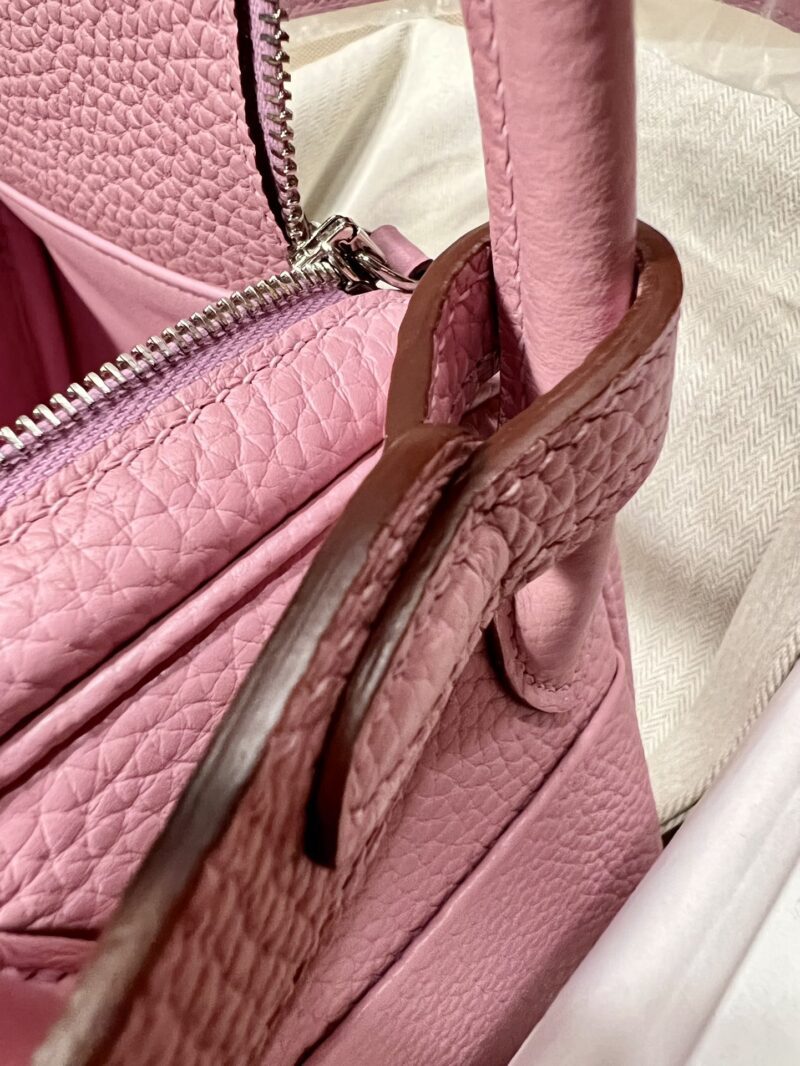 Hermès Mini Lindy 20 Taurillon Clemence Mauve Sylvestre Silver Hardware - Image 6