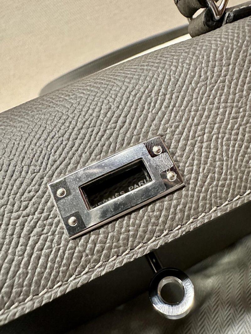 Hermès Mini Kelly 19 Epsom Etain Silver Hardware - Image 7