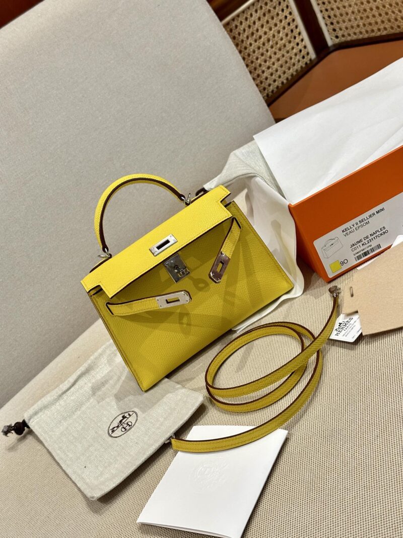 Hermès Mini Kelly 19 Epsom Jaune De Naples Silver Hardware - Image 3