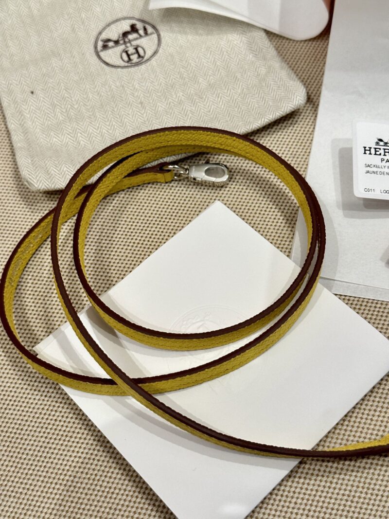 Hermès Mini Kelly Epsom Amber & Gris Pearl Silver Hardware - Image 8