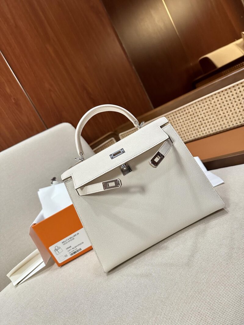 Hermès Kelly 25 Epsom Craie Gold Hardware - Image 10
