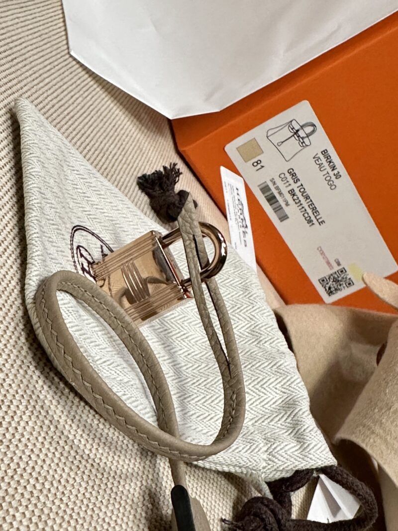 Hermès Birkin 30 Gris Tourterelle Togo Palladium Hardware - Image 7