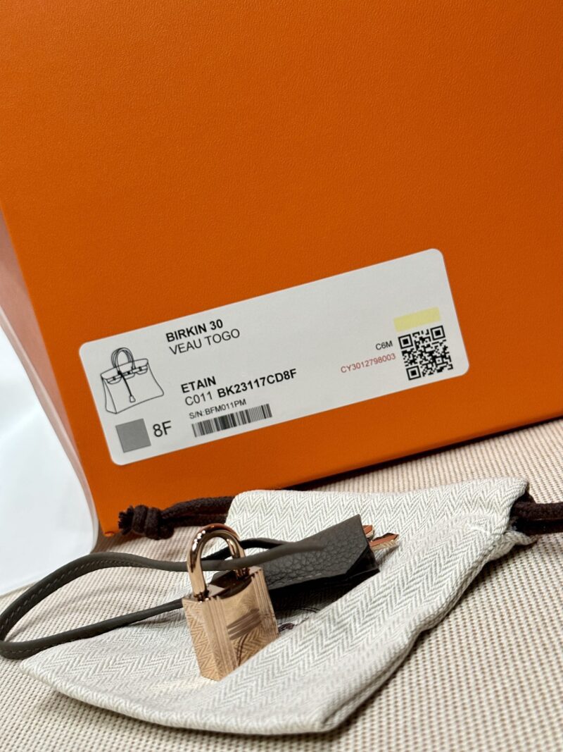 Hermès Birkin 30 Etain Togo Gold Hardware - Image 15