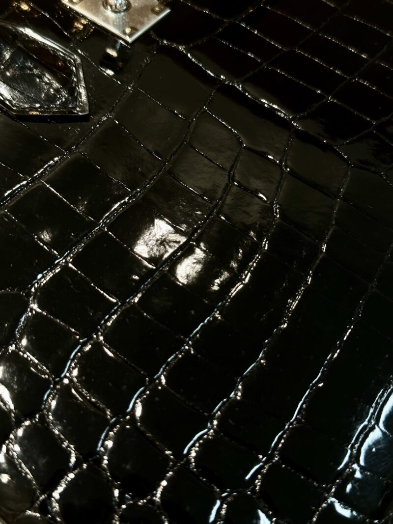 Hermès Birkin 25 Noir, Silver Shiny Crocodile Palladium Hardware - Image 7