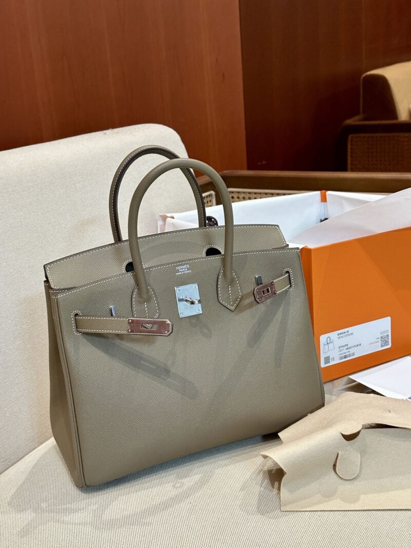 Hermès Birkin 30 Etoupe, Silver Epsom Palladium Hardware - Image 5