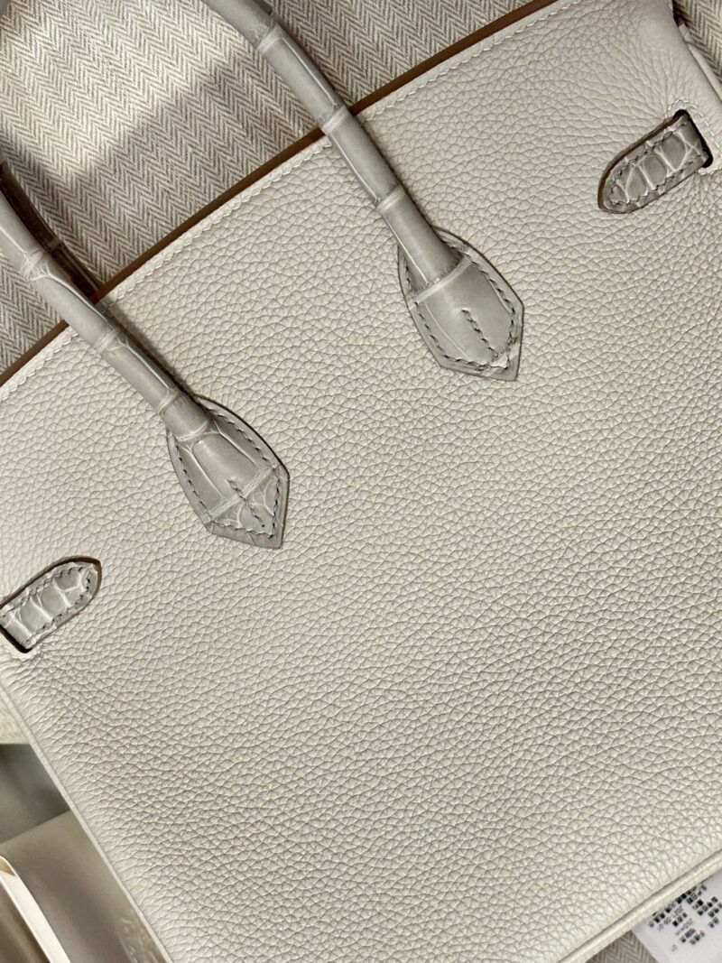 Hermès Birkin 25 Gris Pearl Crocodile, Togo Palladium Hardware - Image 2