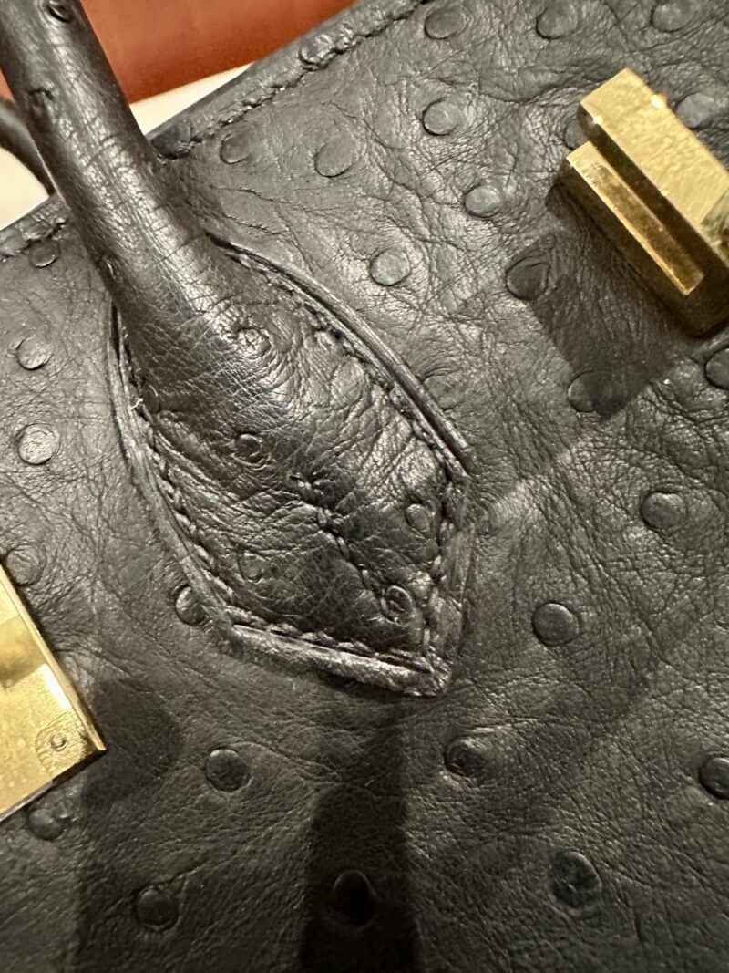 Hermès Birkin 25 Noir, Gold Ostrich Gold Hardware - Image 7