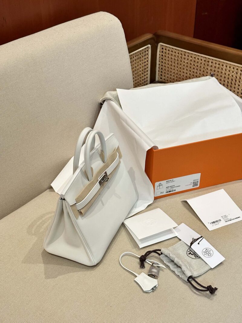 Hermès Birkin 25 New White Swift Palladium Hardware - Image 3