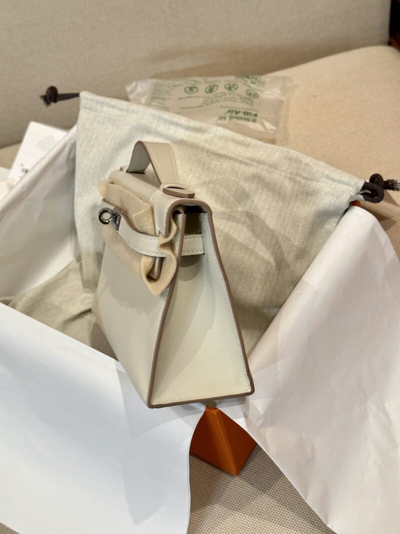 Hermès Kelly Pochette Craie Swift Palladium Hardware