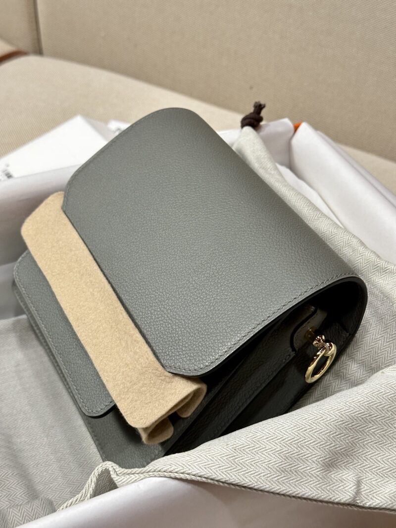 Hermès Roulis 19 Evercolor Gris Meyer Gold Hardware - Image 6