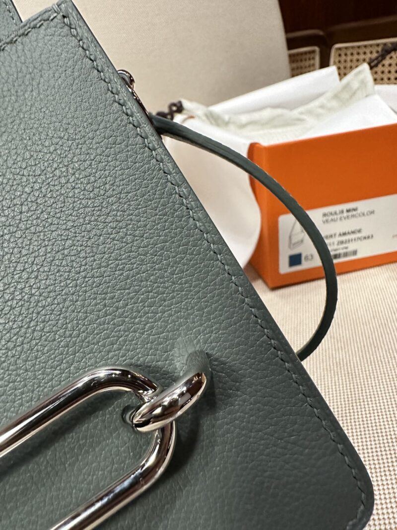 Hermès Roulis 19 Evercolor Vert Amande Silver Hardware - Image 8
