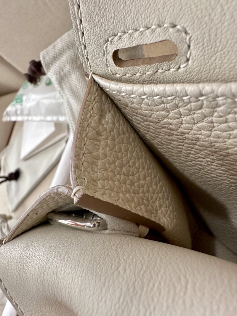 Hermès Halzan 25 Taurillon Clemence & Swift Craie Silver Hardware - Image 5