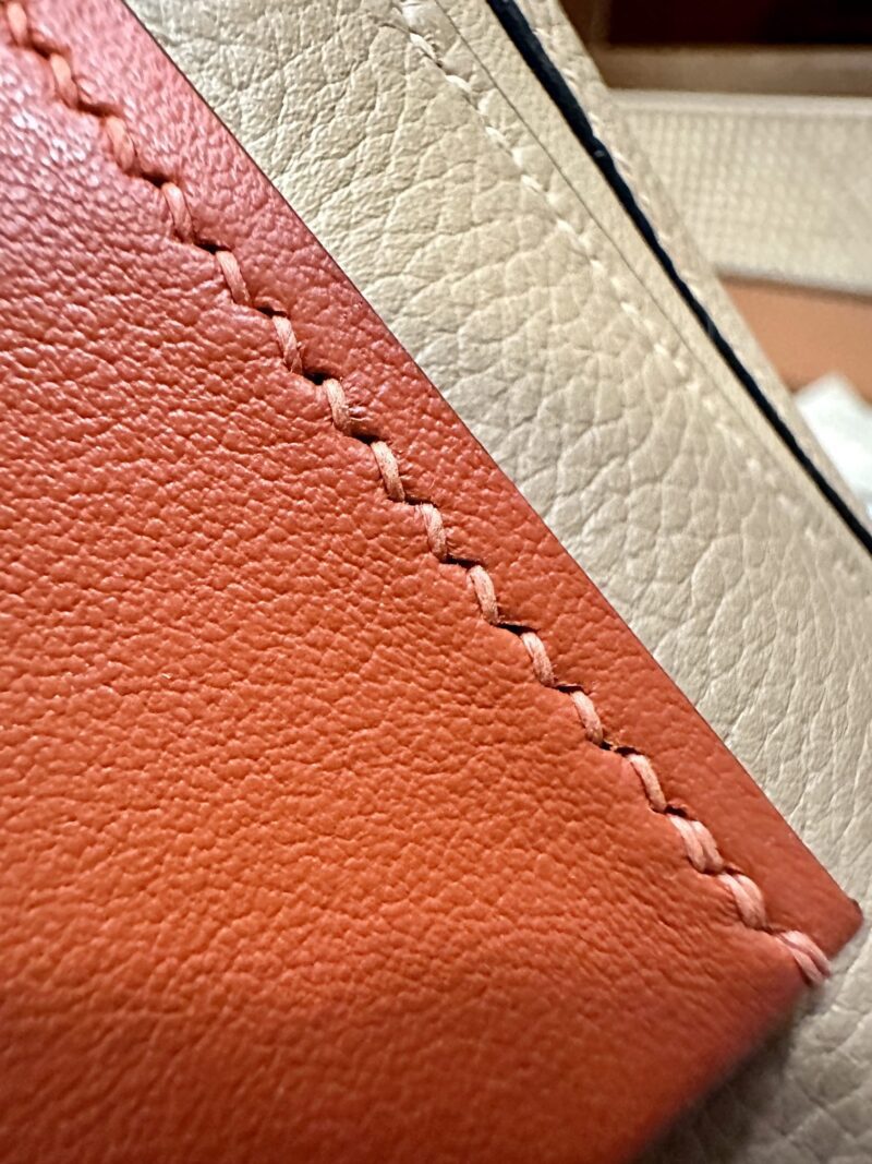 Hermès Mini Kelly 2424 Evercolor & Swift Chai & Nata & Potiron Silver Hardware - Image 12