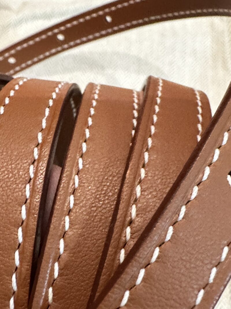 Hermès Mini Kelly 2424 Evercolor & Swift Gold & White Gold Hardware - Image 12