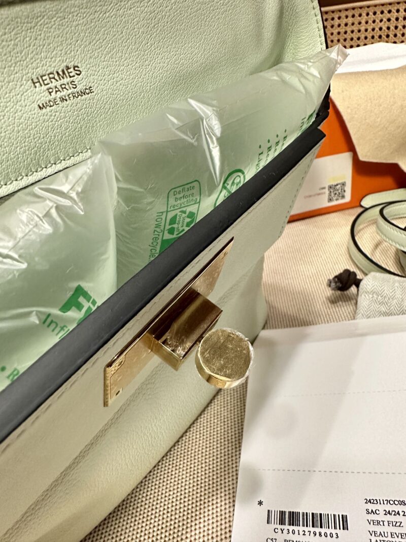 Hermès Mini Kelly 2424 Evercolor & Swift Vert Fizz Gold Hardware - Image 7