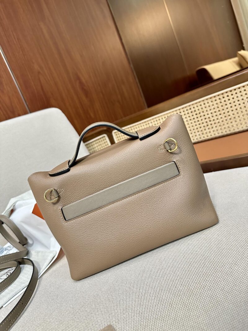 Hermès Mini Kelly 2424 Evercolor & Swift Beige Weimer & Etoupe Gold Hardware - Image 8