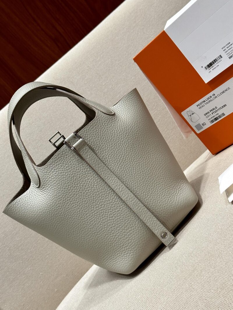 Hermès Picotin 18 Taurillon Clemence Gris Pearl Silver Hardware - Image 2
