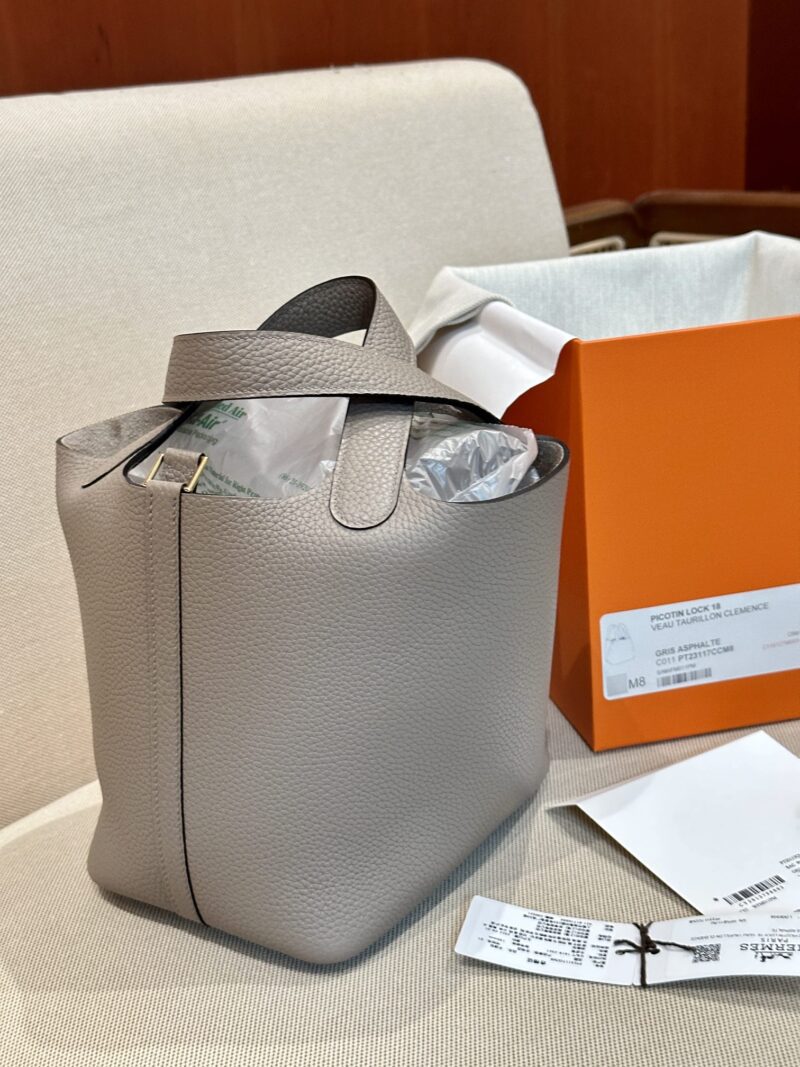 Hermès Picotin 18 Clemence Gris Asphalt Gold Hardware - Image 5