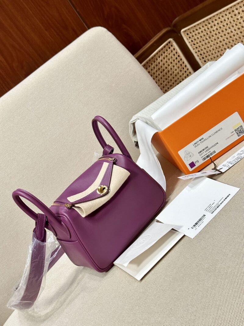 Hermès Mini Lindy 19 Swift Anemone Gold Hardware - Image 2
