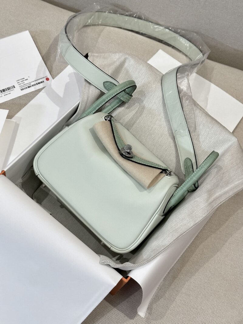 Hermès Mini Lindy 19 Swift & Crocodile Vert Fizz Silver Hardware - Image 2