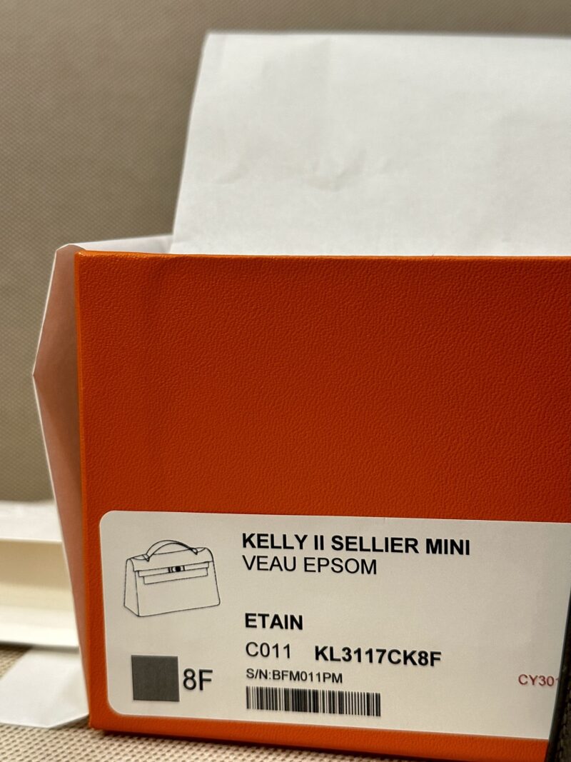 Hermès Mini Kelly 19 Epsom Etain Silver Hardware - Image 9