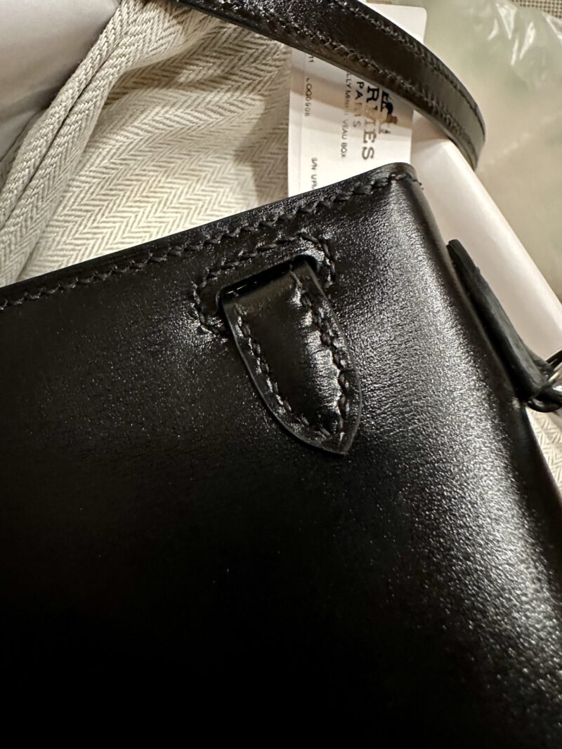 Hermès Mini Kelly Box Noir Silver Hardware - Image 6