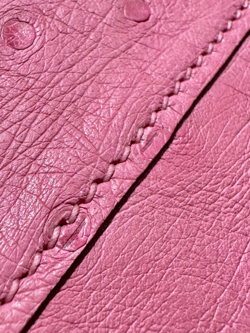 Hermès Mini Kelly Ostrich Rose Bubble Silver Hardware - Image 11