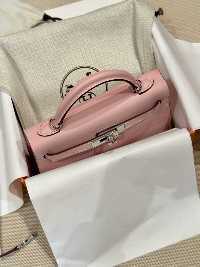 Hermès Mini Kelly Swift Rose Sakura Silver Hardware - Image 4