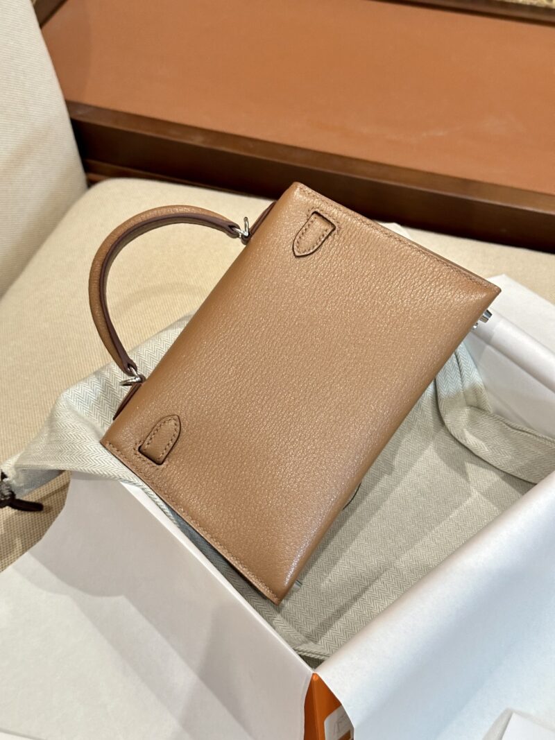 Hermès Mini Kelly 19 Chevre Quebracho Silver Hardware - Image 8