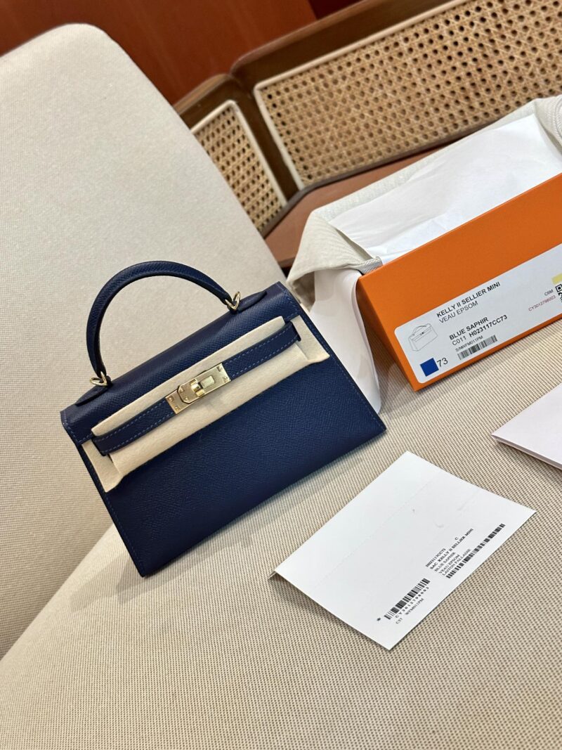 Hermès Mini Kelly 19 Epsom Blue Saphir Gold Hardware - Image 2