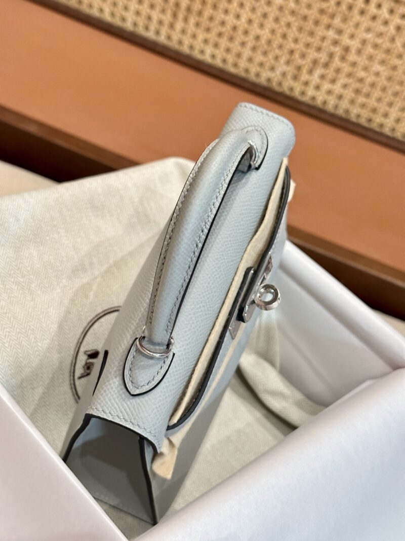 Hermès Mini Kelly 19 Epsom Blue Glacier Silver Hardware - Image 3