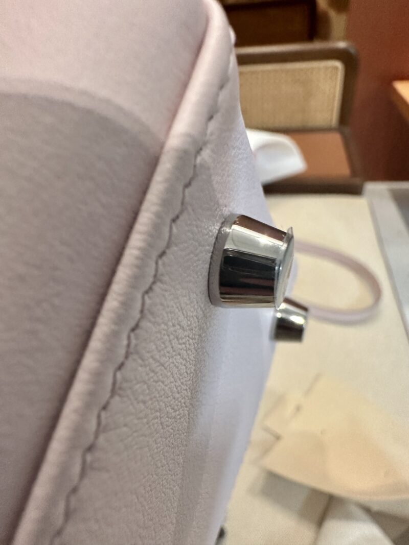Hermès Kelly 25 Swift Mauve Silver Hardware - Image 8