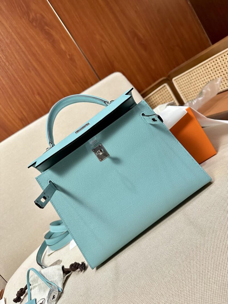 Hermès Kelly 25 Epsom Atoll Silver Hardware - Image 5