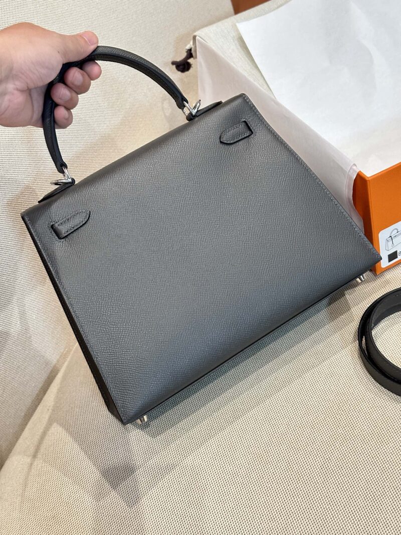 Hermès Kelly 25 Epsom Graphite Silver Hardware - Image 4