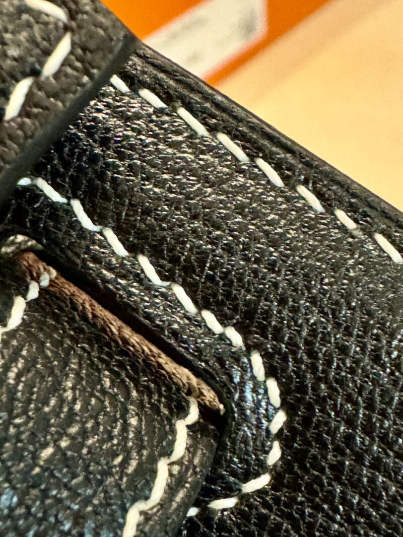 Hermès Kelly 28 Chevre Noir, Mauve Slyvestre Silver Hardware - Image 20