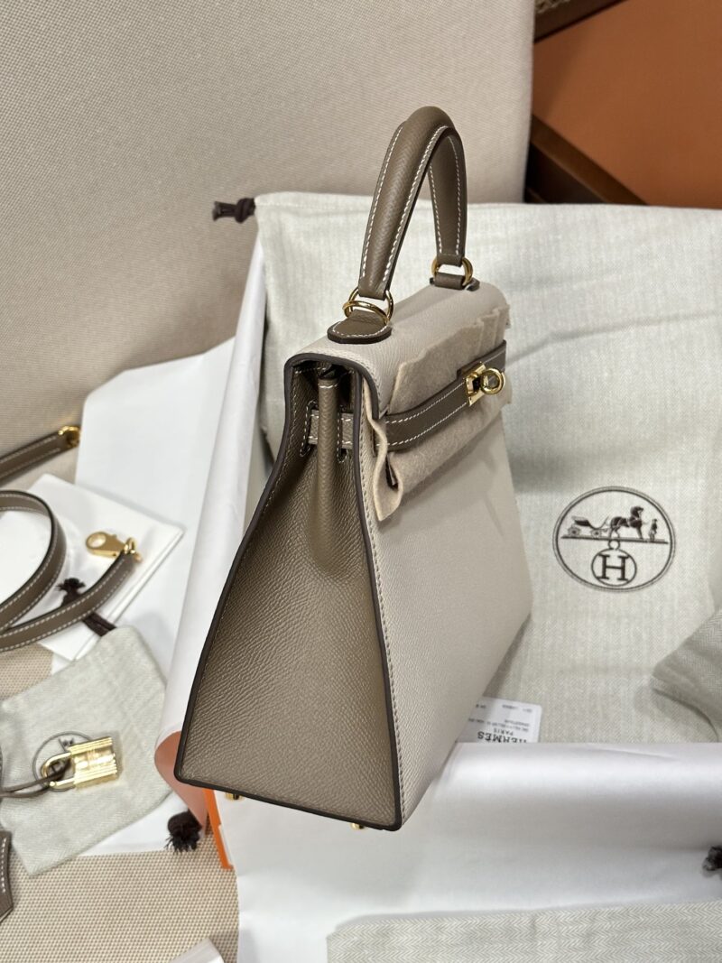 Hermès Kelly 25 Epsom Craie, Etoupe Gold Hardware - Image 3