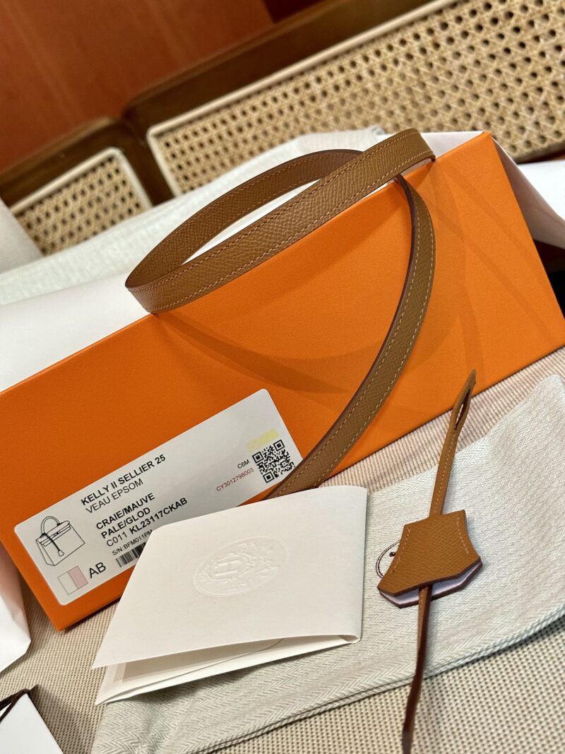 Hermès Kelly 25 Epsom Craie, Mauve Pale Silver Hardware - Image 18