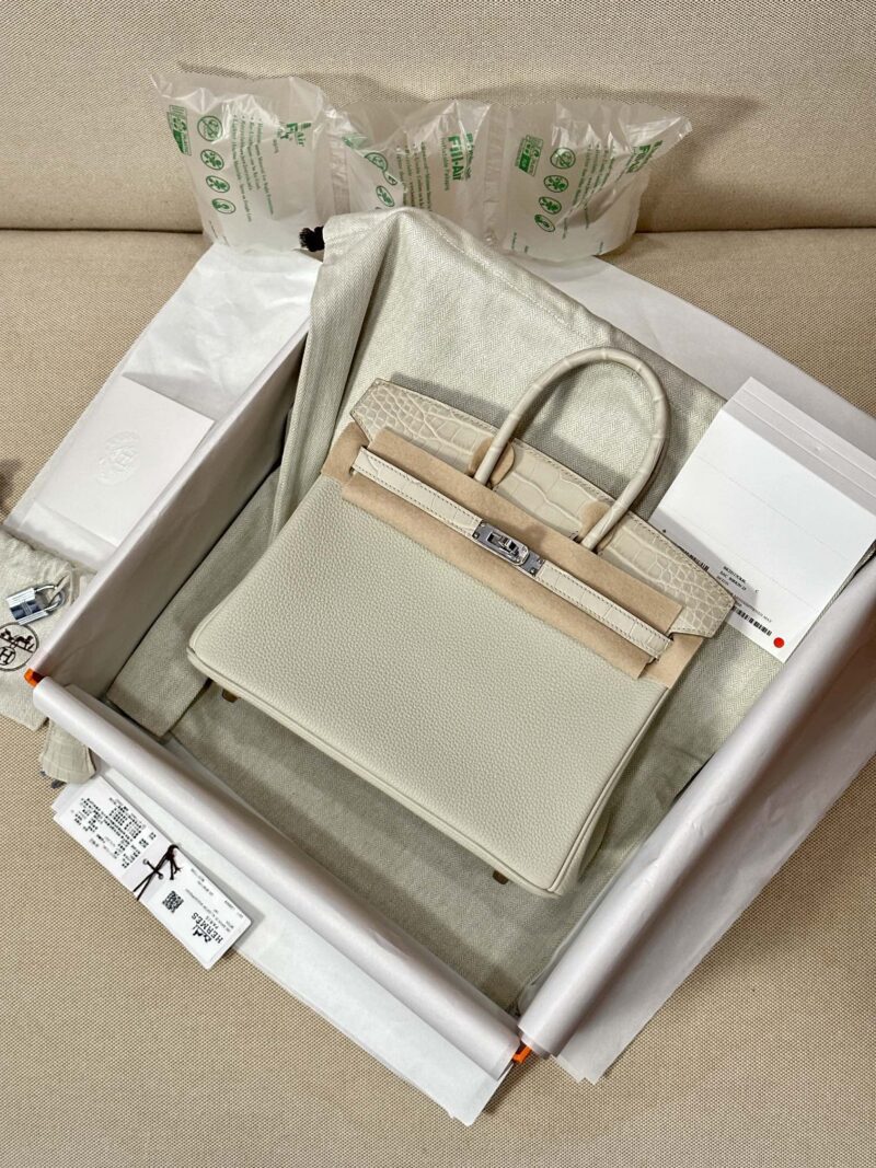 Hermès Birkin 25 Beton Crocodile, Togo Palladium Hardware