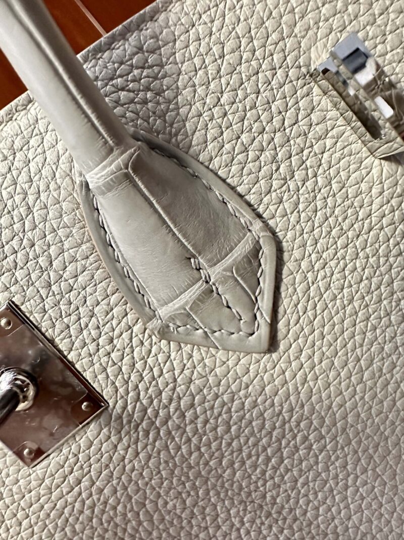 Hermès Birkin 25 Gris Pearl Crocodile, Togo Palladium Hardware - Image 12