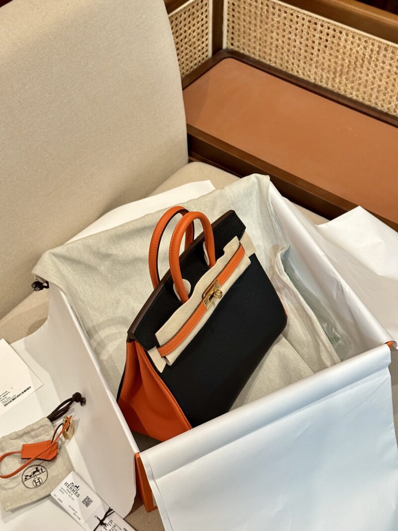 Hermès Birkin 25 Feu Orange, Noir Togo Gold Hardware - Image 4